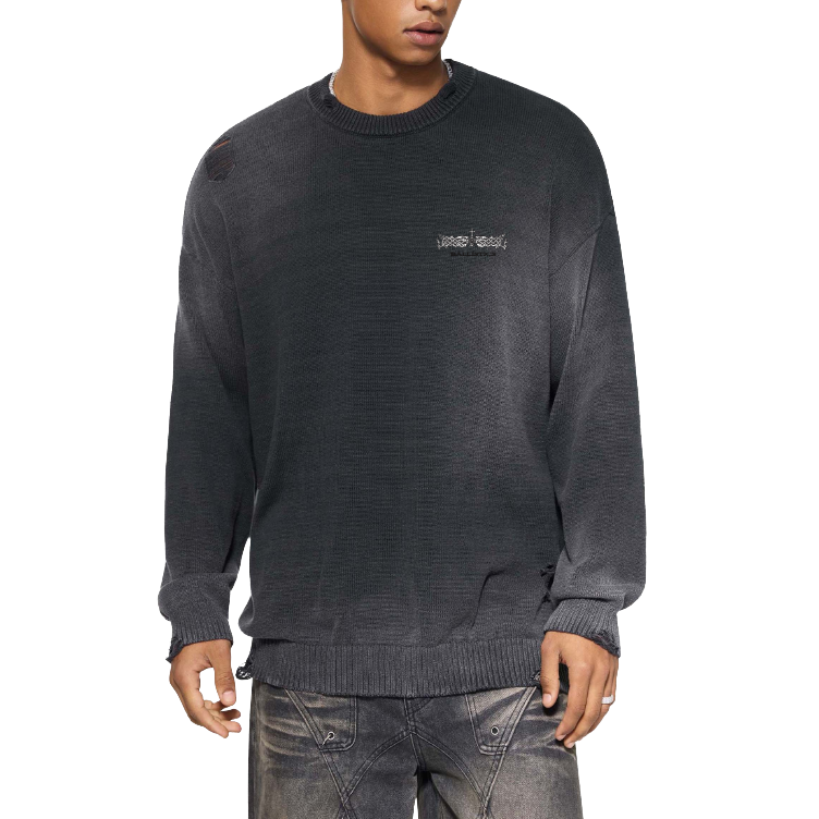 Distressed Ripped Crewneck